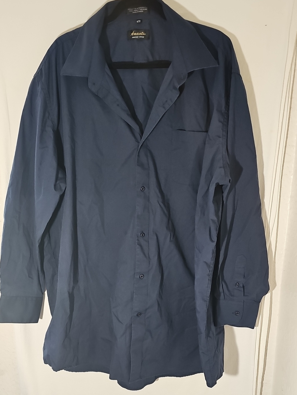 Men's Navy Long-Sleeve Dress Shirt